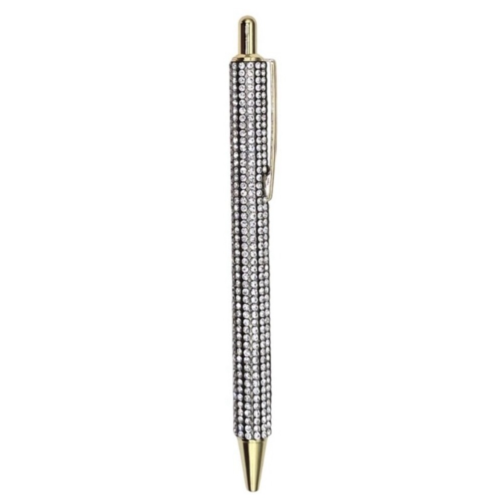 Bling Rhinestone Silver Ballpoint Pen with Case